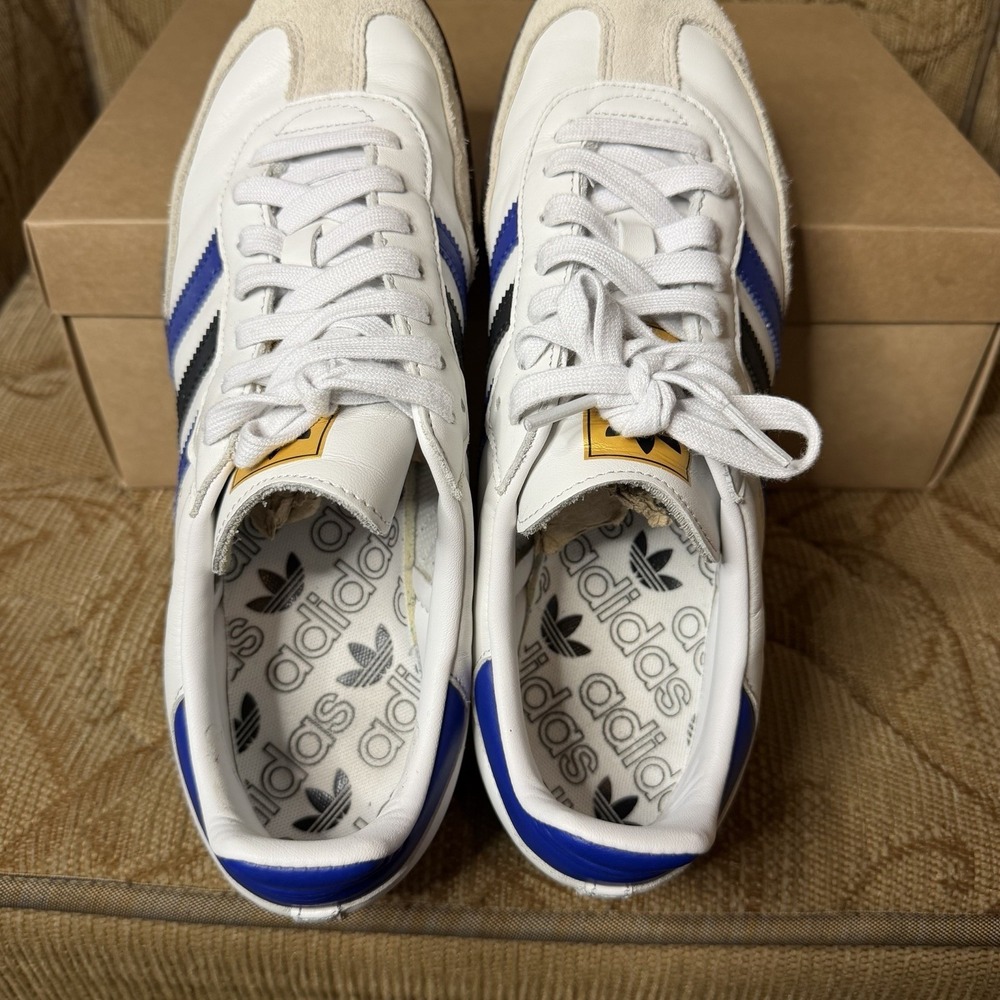 Adidas Originals Samba OG White Active Blue Gold Men's 10.5 Casual Shoes ID1381 - Picture 7 of 9